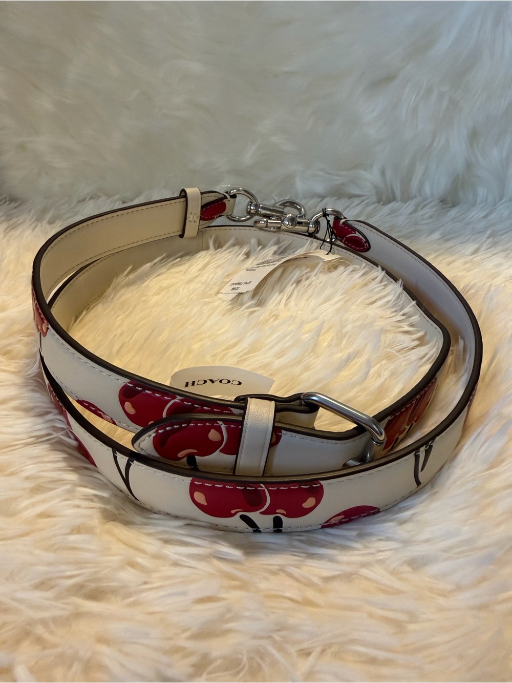 COACH Bag Strap Leather Cherry-Print Adjustable CZ020